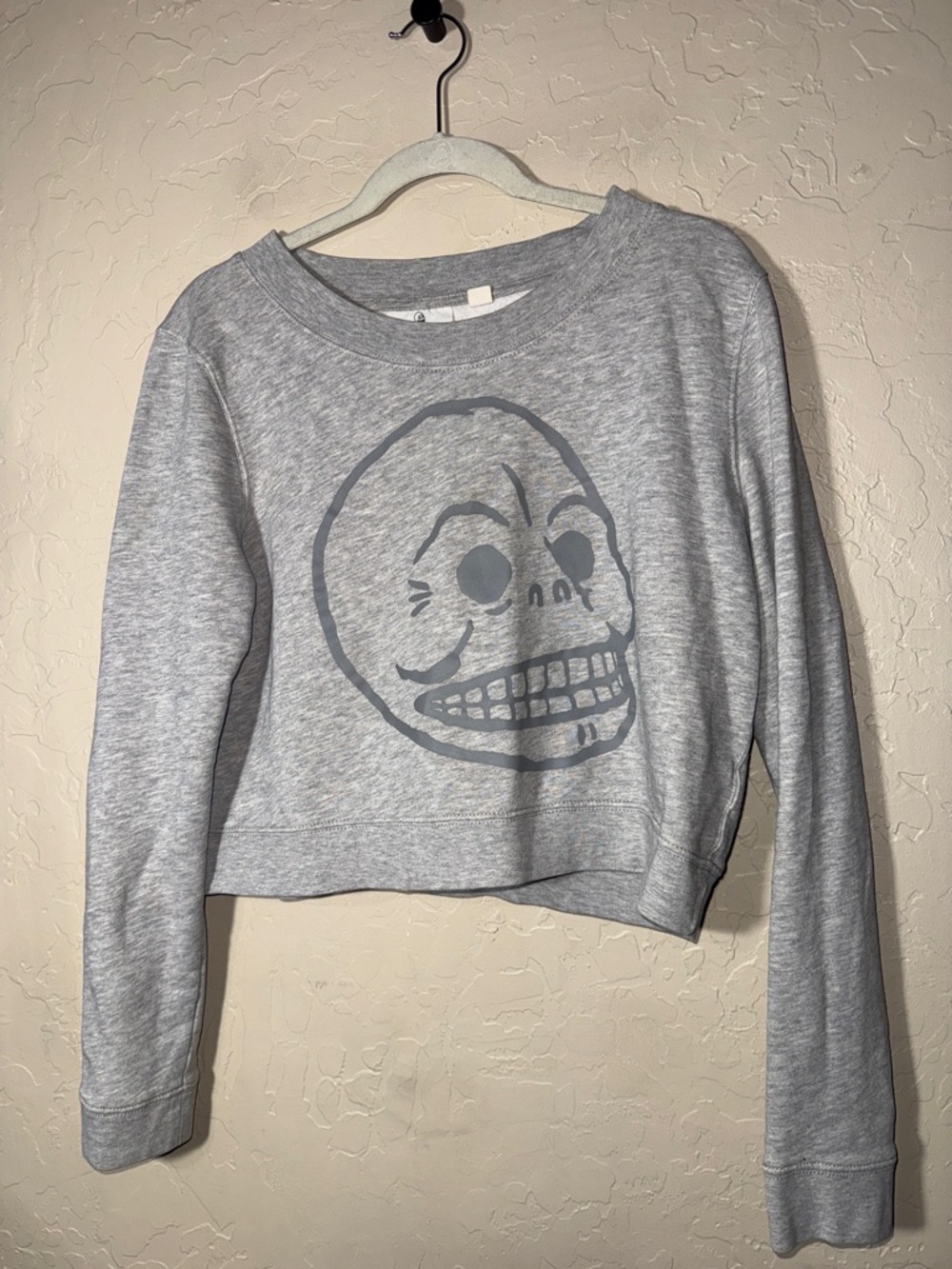 Cheap Monday skull graphic super soft cropped sweatshirt size small